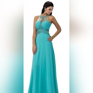 Elegant Turquoise Evening Dress